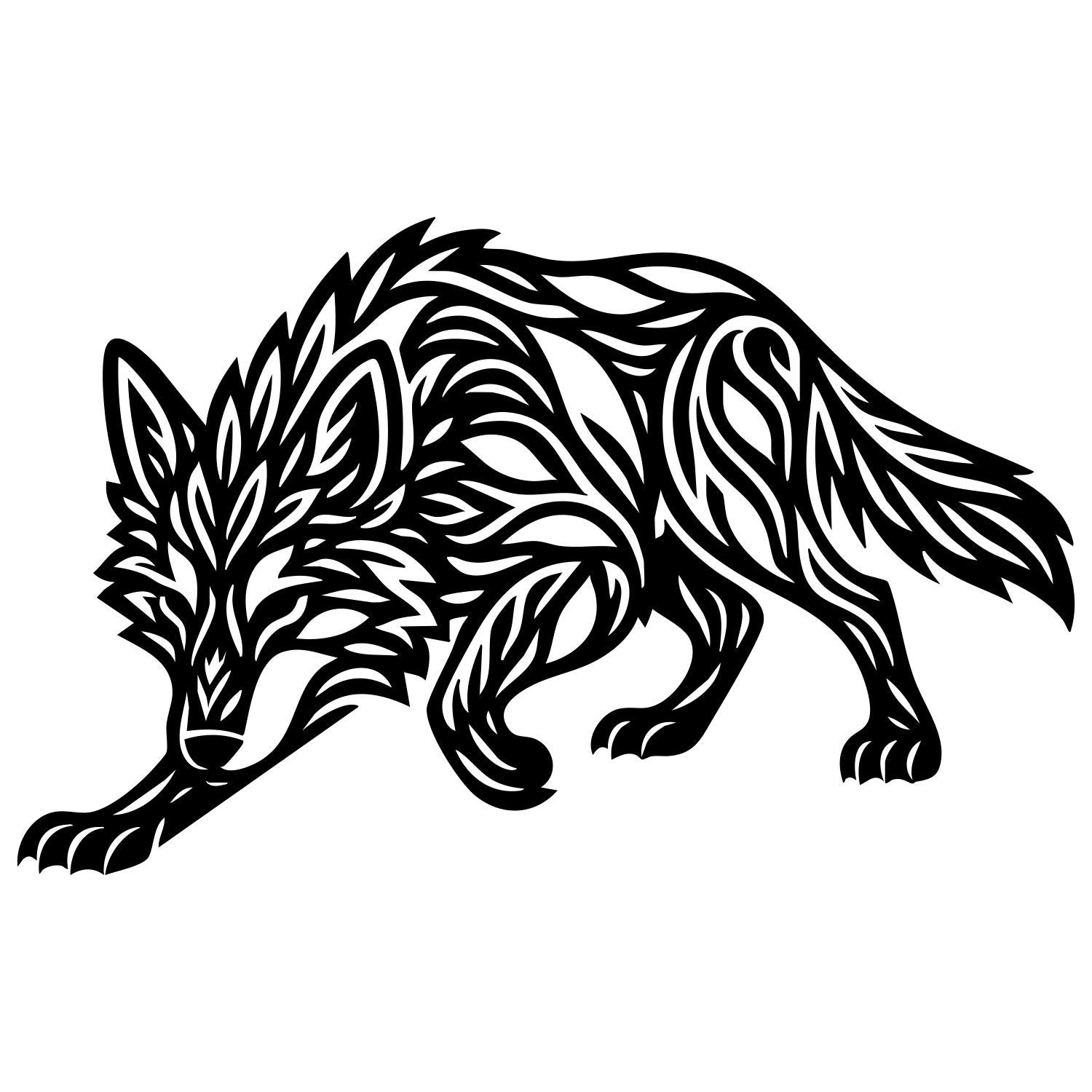 Zentangle Wolf DXF File – CNC Cutting Design | AWWOLF58