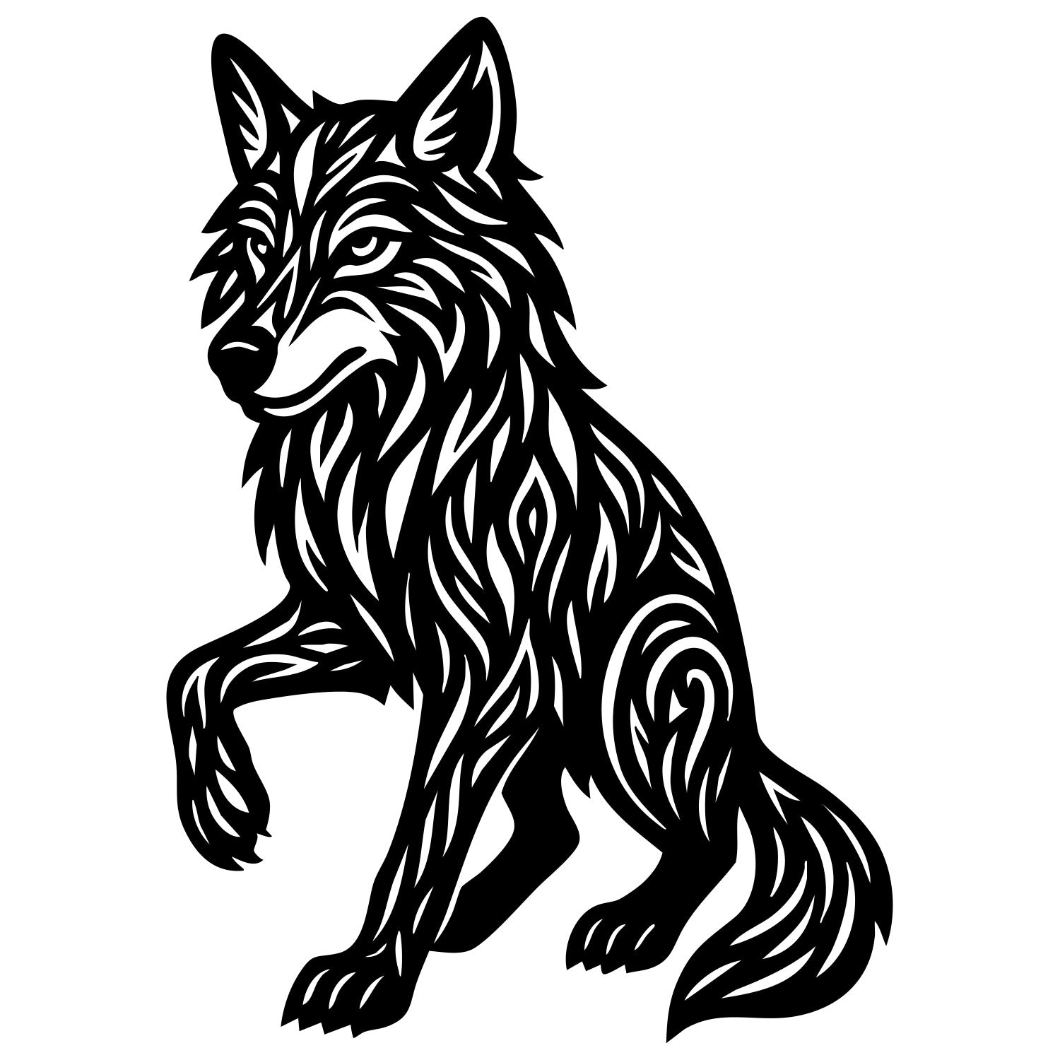 Zentangle Wolf DXF File – CNC Cutting Design | AWWOLF60