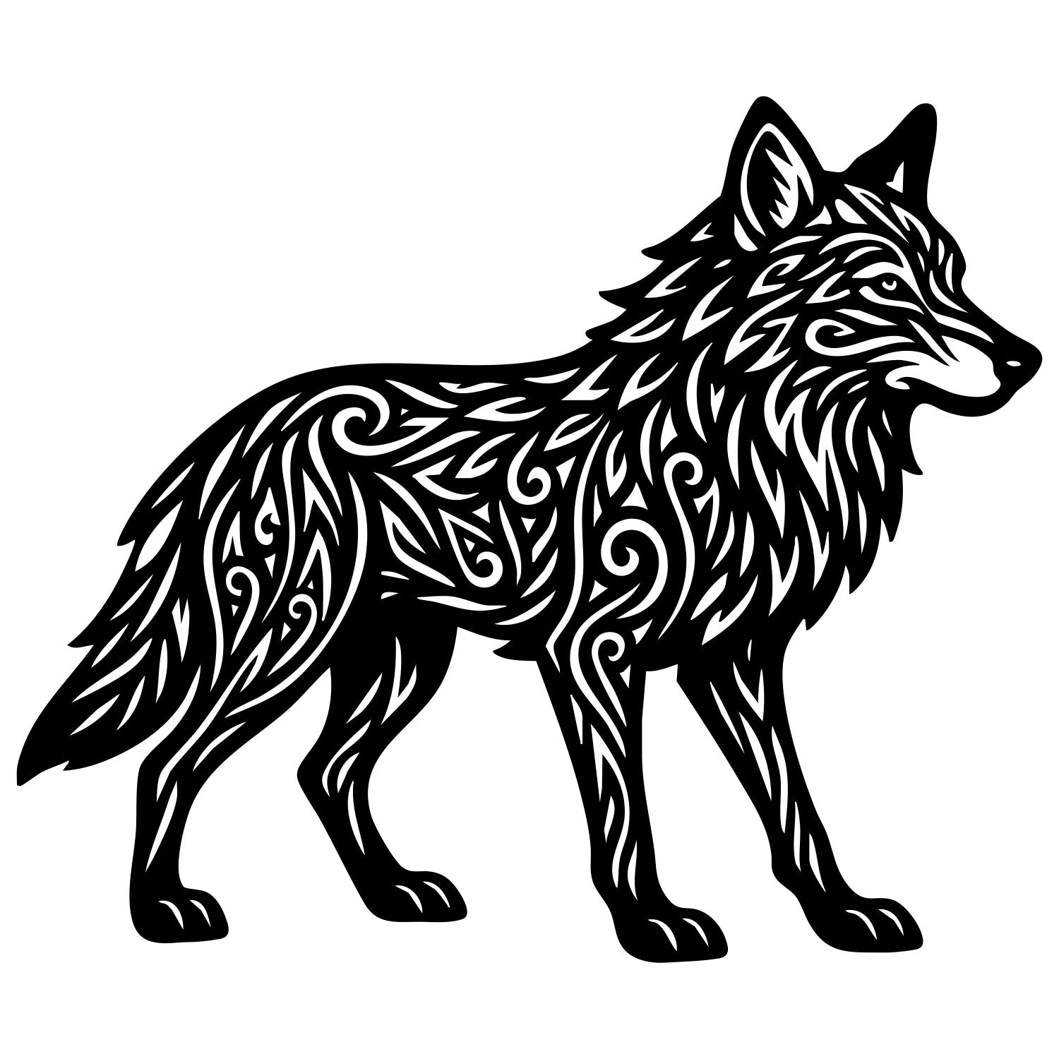 Zentangle Wolf DXF File – CNC Cutting Design | AWWOLF61