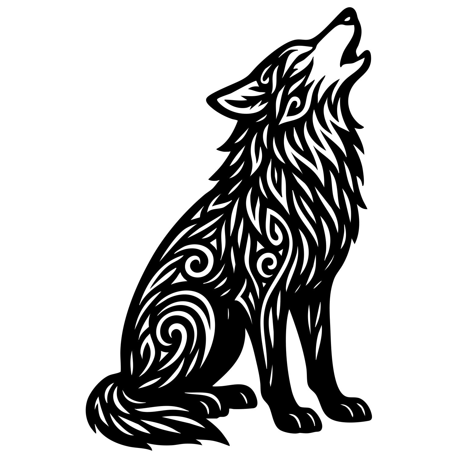 Zentangle Wolf DXF File – CNC Cutting Design | AWWOLF63