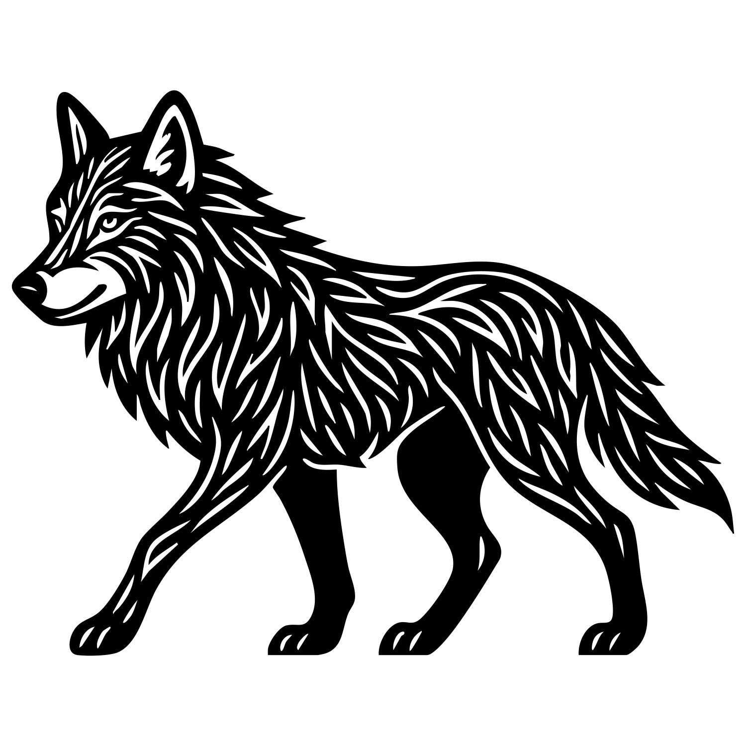 Zentangle Wolf DXF File – CNC Cutting Design | AWWOLF65