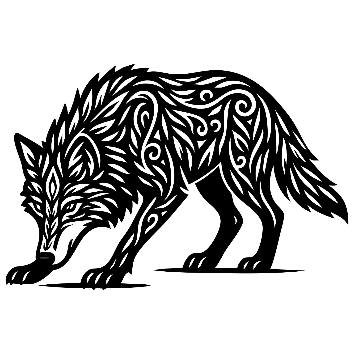 Zentangle Wolf DXF File – CNC Cutting Design | AWWOLF66