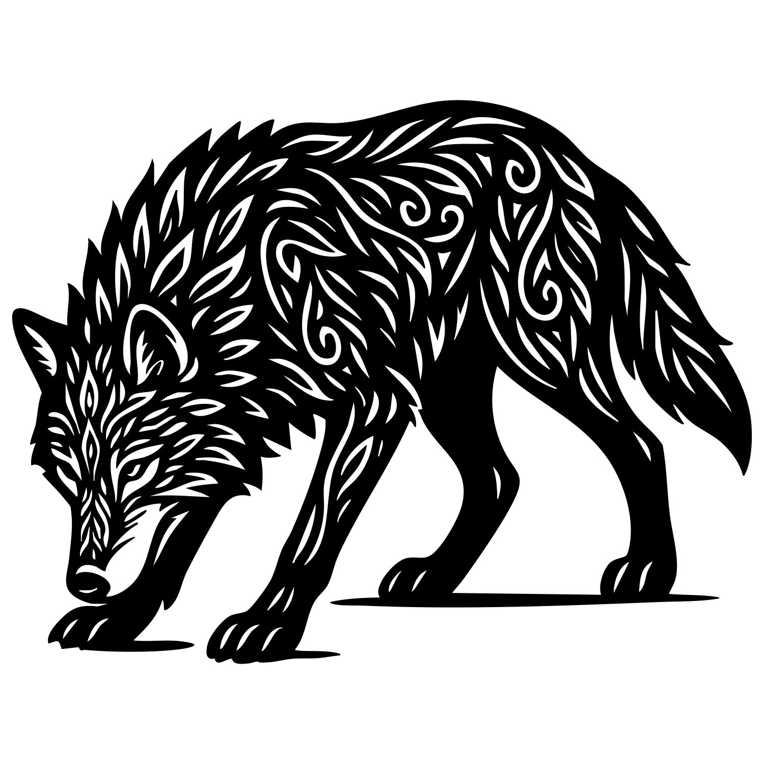 Zentangle Wolf DXF File – CNC Cutting Design | AWWOLF67