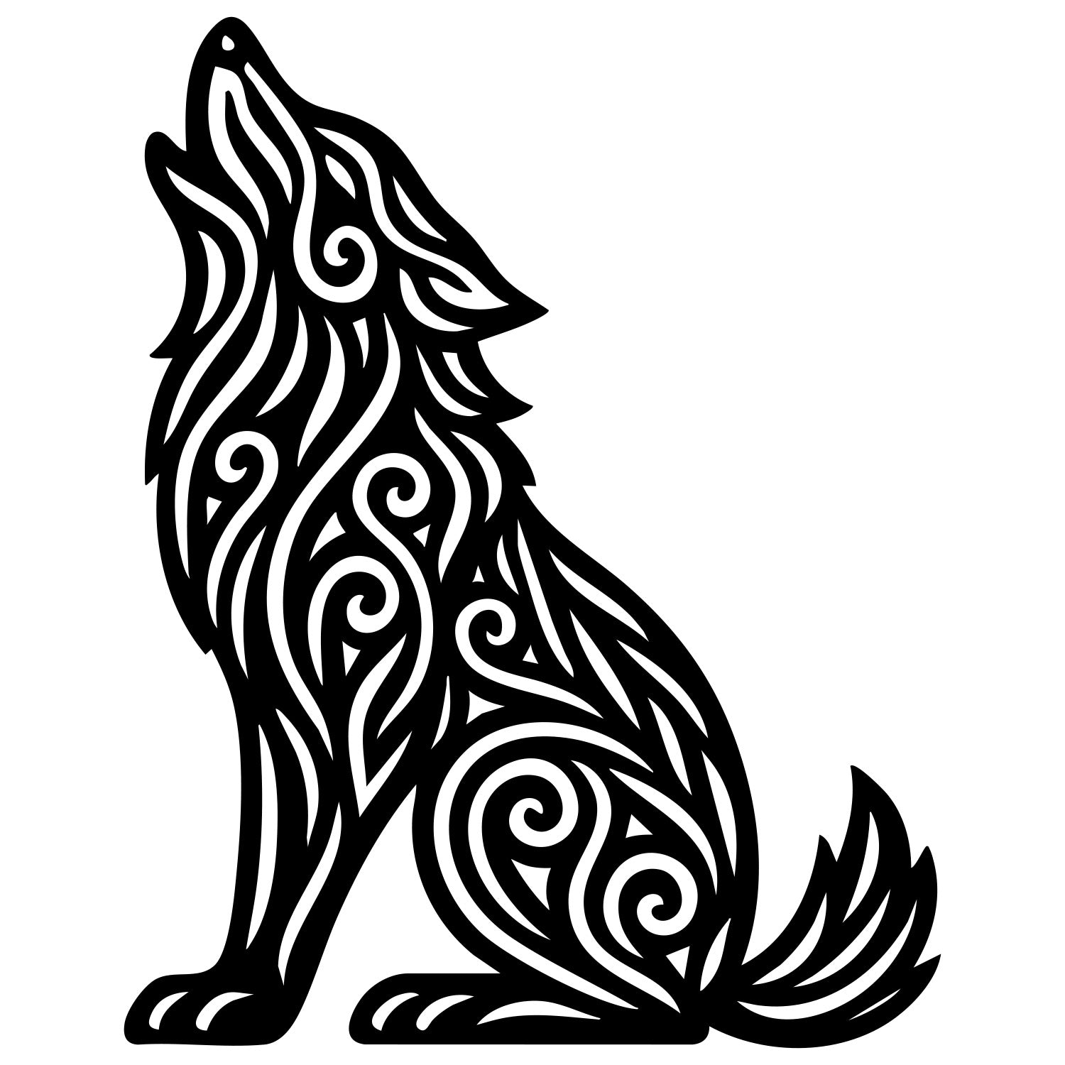 Zentangle Wolf DXF File – CNC Cutting Design | AWWOLF68