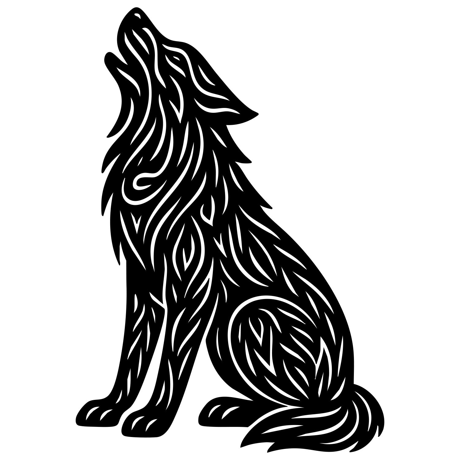 Zentangle Wolf DXF File – CNC Cutting Design | AWWOLF69