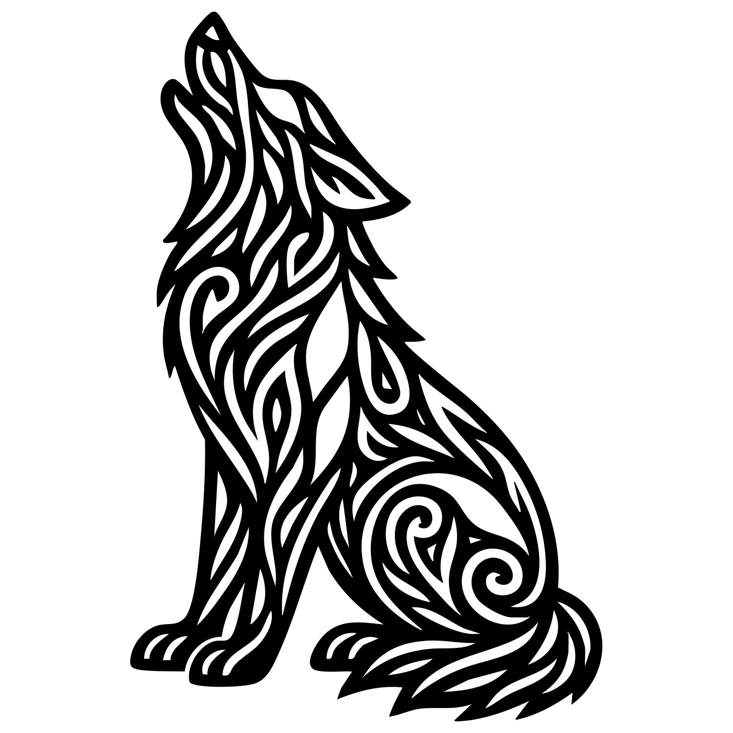 Zentangle Wolf DXF File – CNC Cutting Design | AWWOLF70