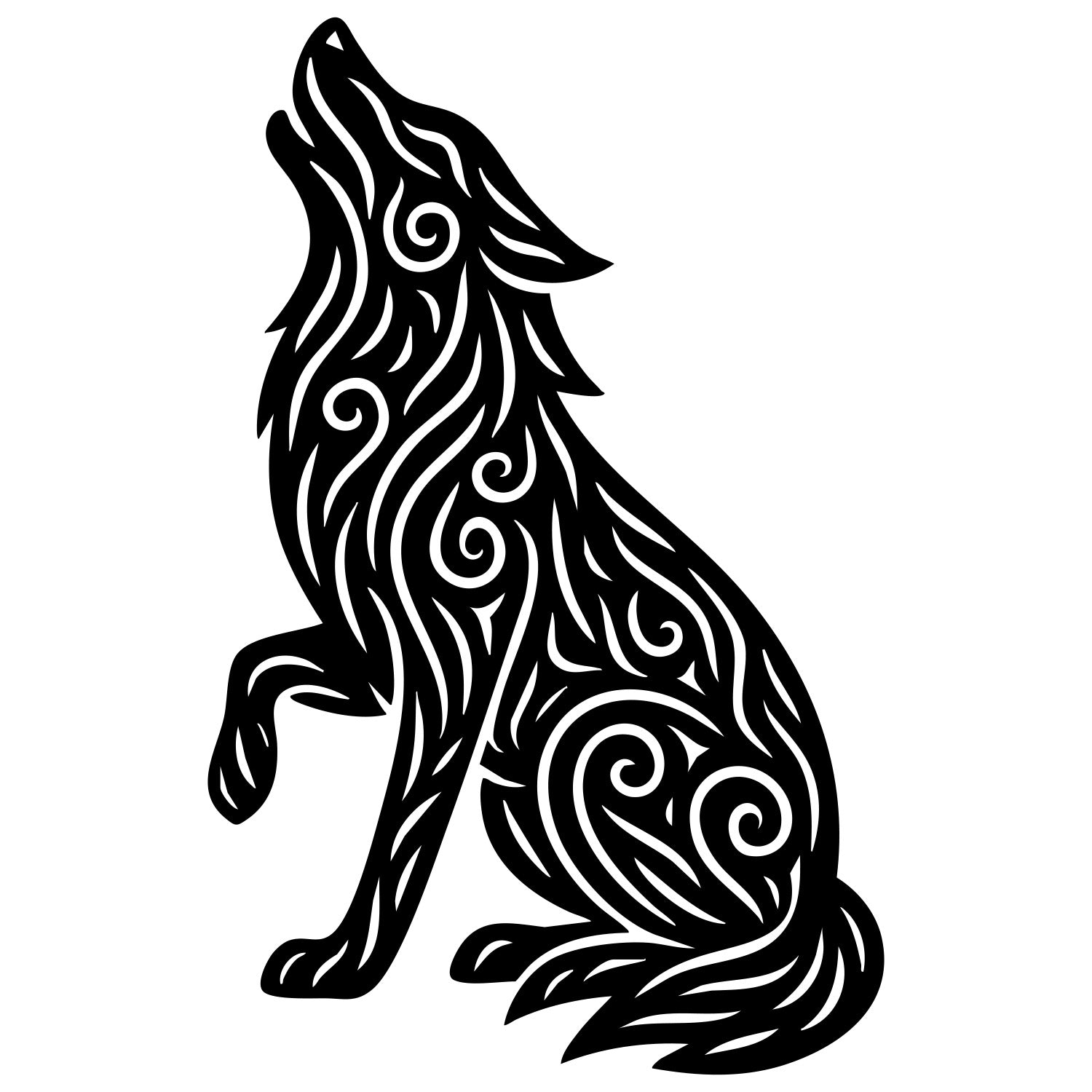 Zentangle Wolf DXF File – CNC Cutting Design | AWWOLF71