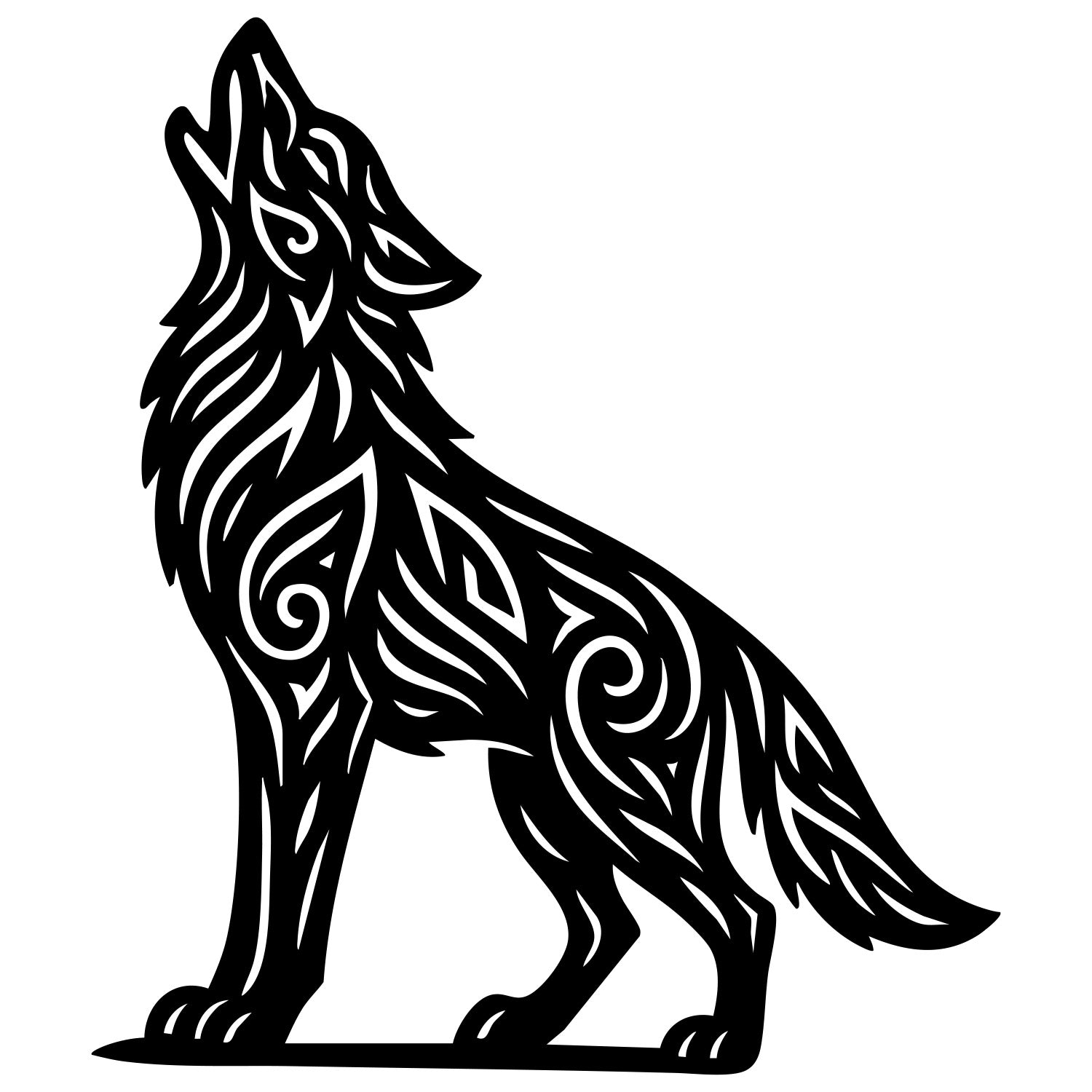 Zentangle Wolf DXF File – CNC Cutting Design | AWWOLF75