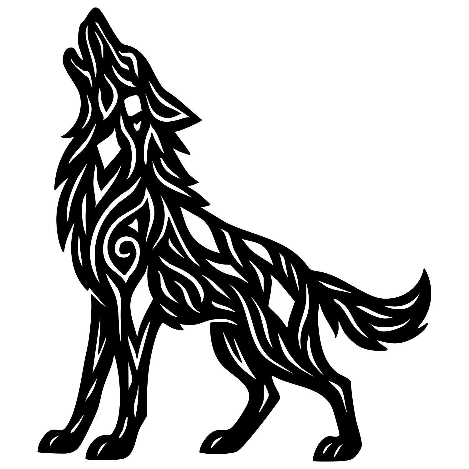 Zentangle Wolf DXF File – CNC Cutting Design | AWWOLF76