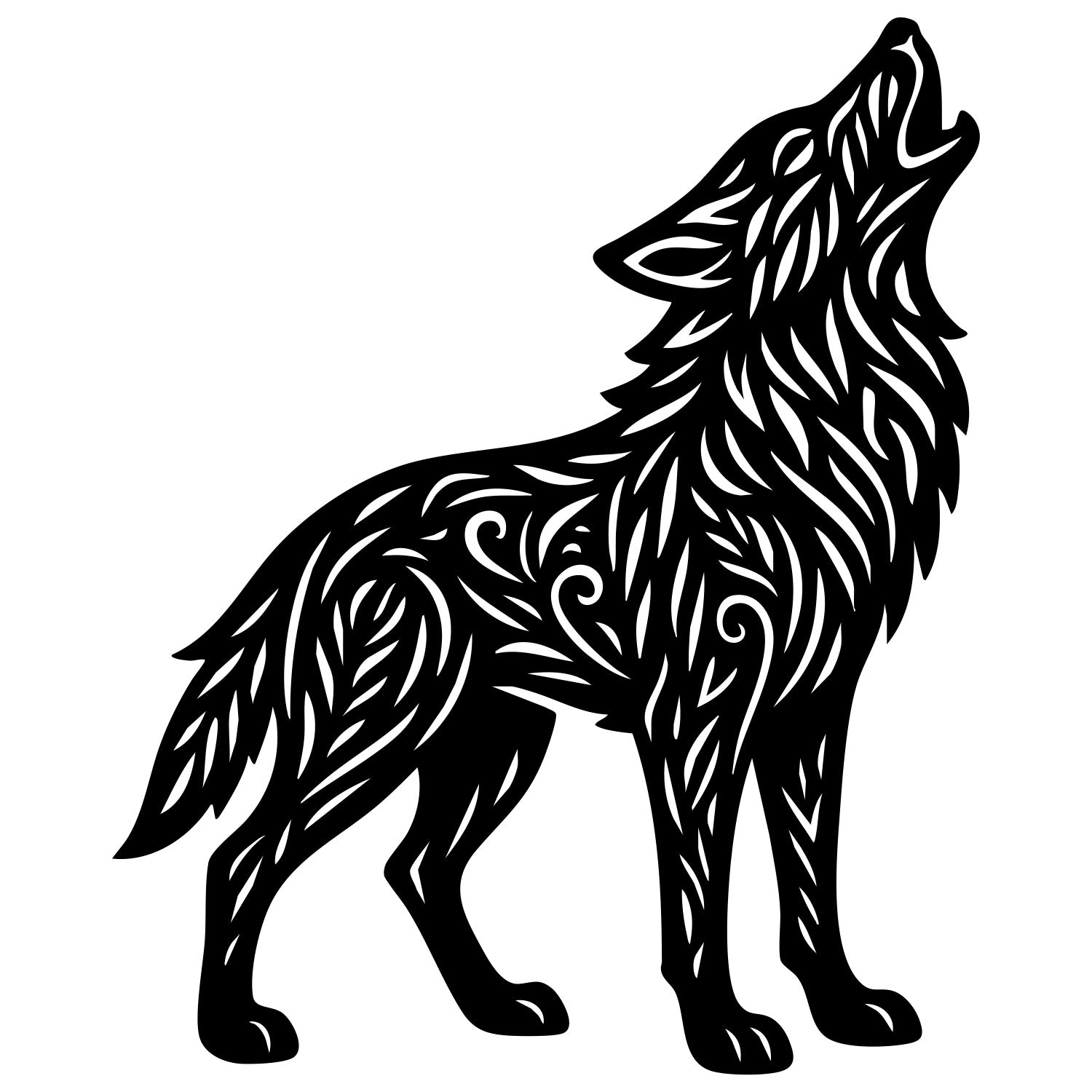 Zentangle Wolf DXF File – CNC Cutting Design | AWWOLF78