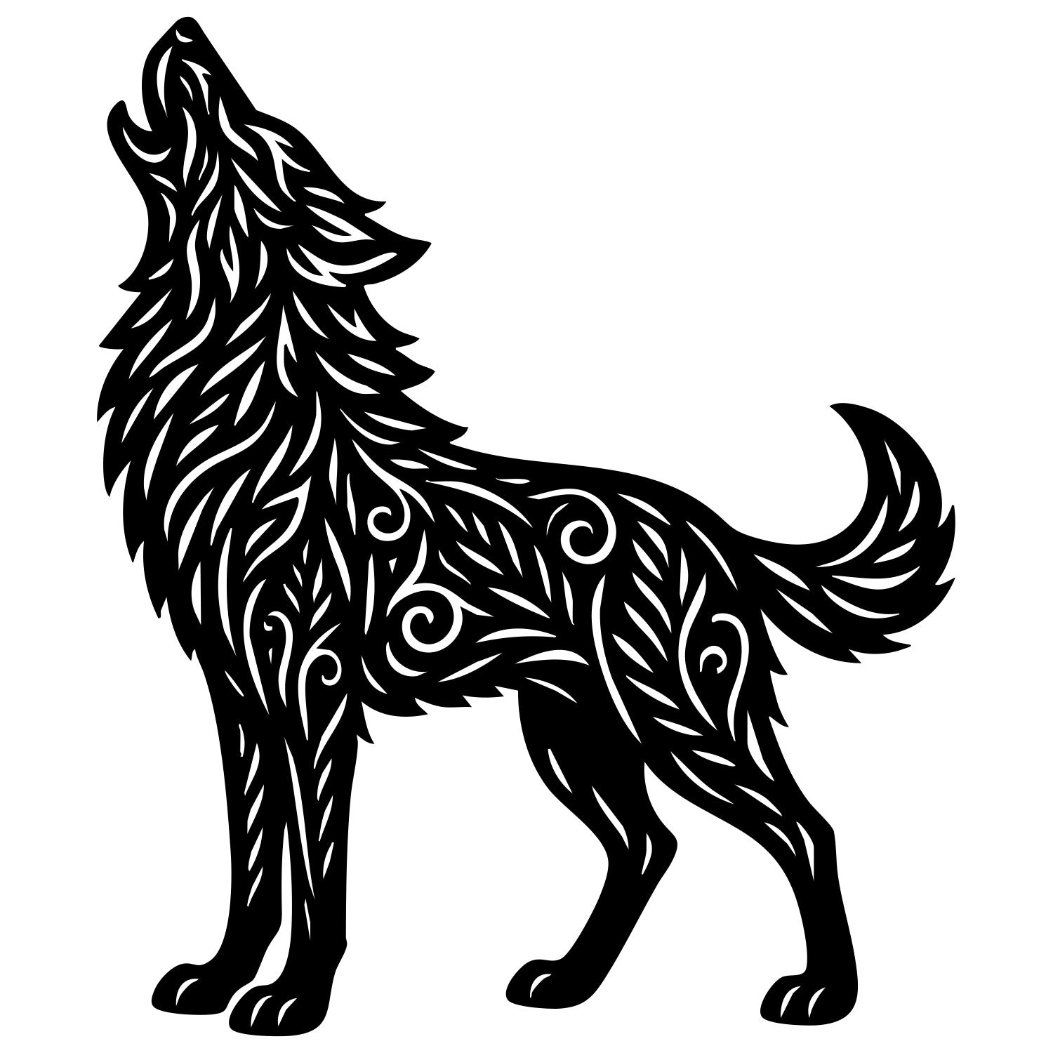 Zentangle Wolf DXF File – CNC Cutting Design | AWWOLF79