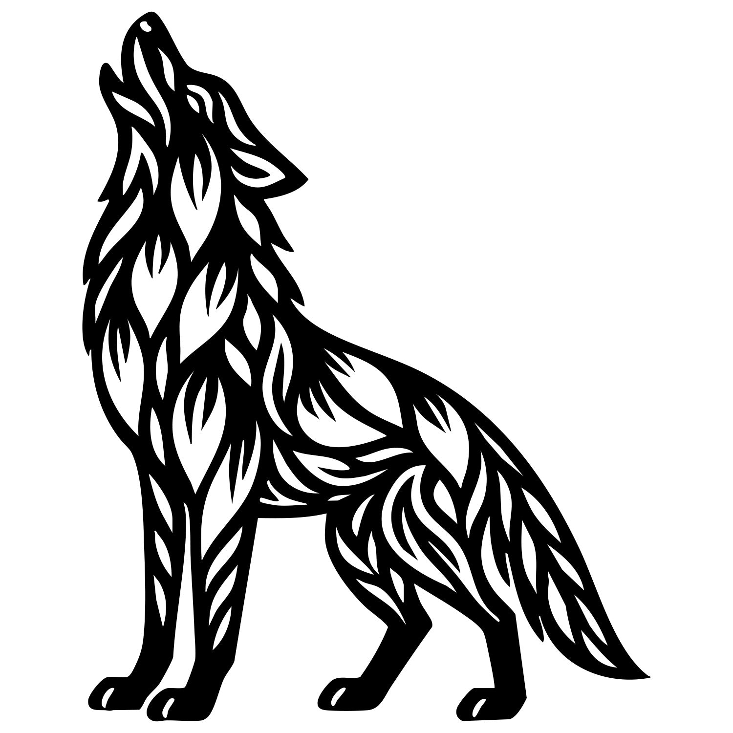 Zentangle Wolf DXF File – CNC Cutting Design | AWWOLF83