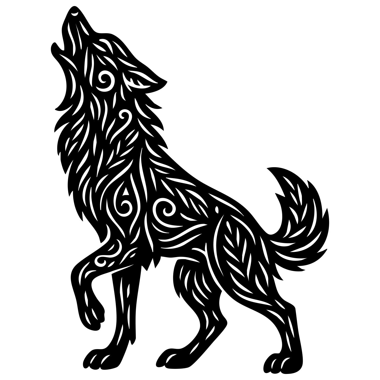 Zentangle Wolf DXF File – CNC Cutting Design | AWWOLF85