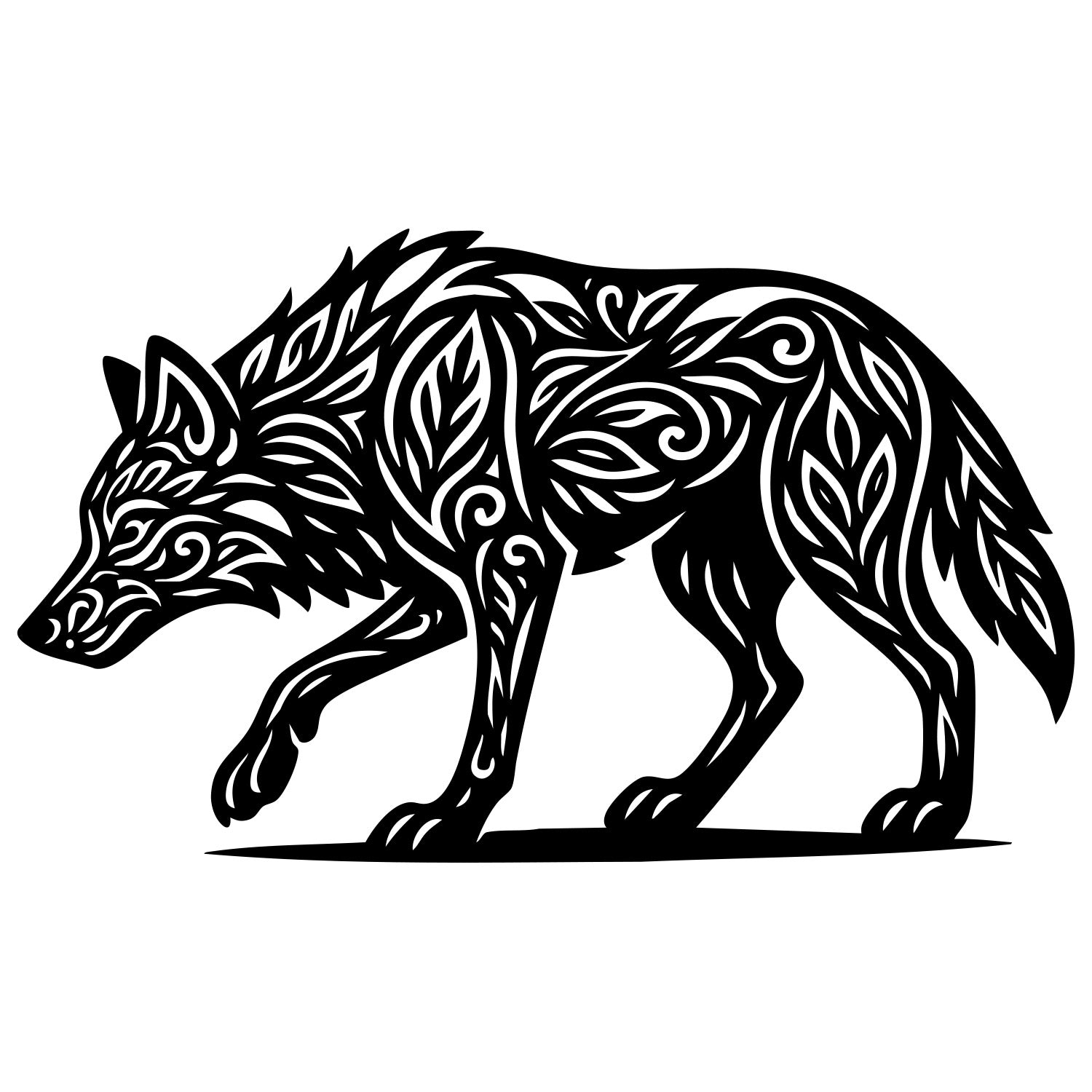 Zentangle Wolf DXF File – CNC Cutting Design | AWWOLF86