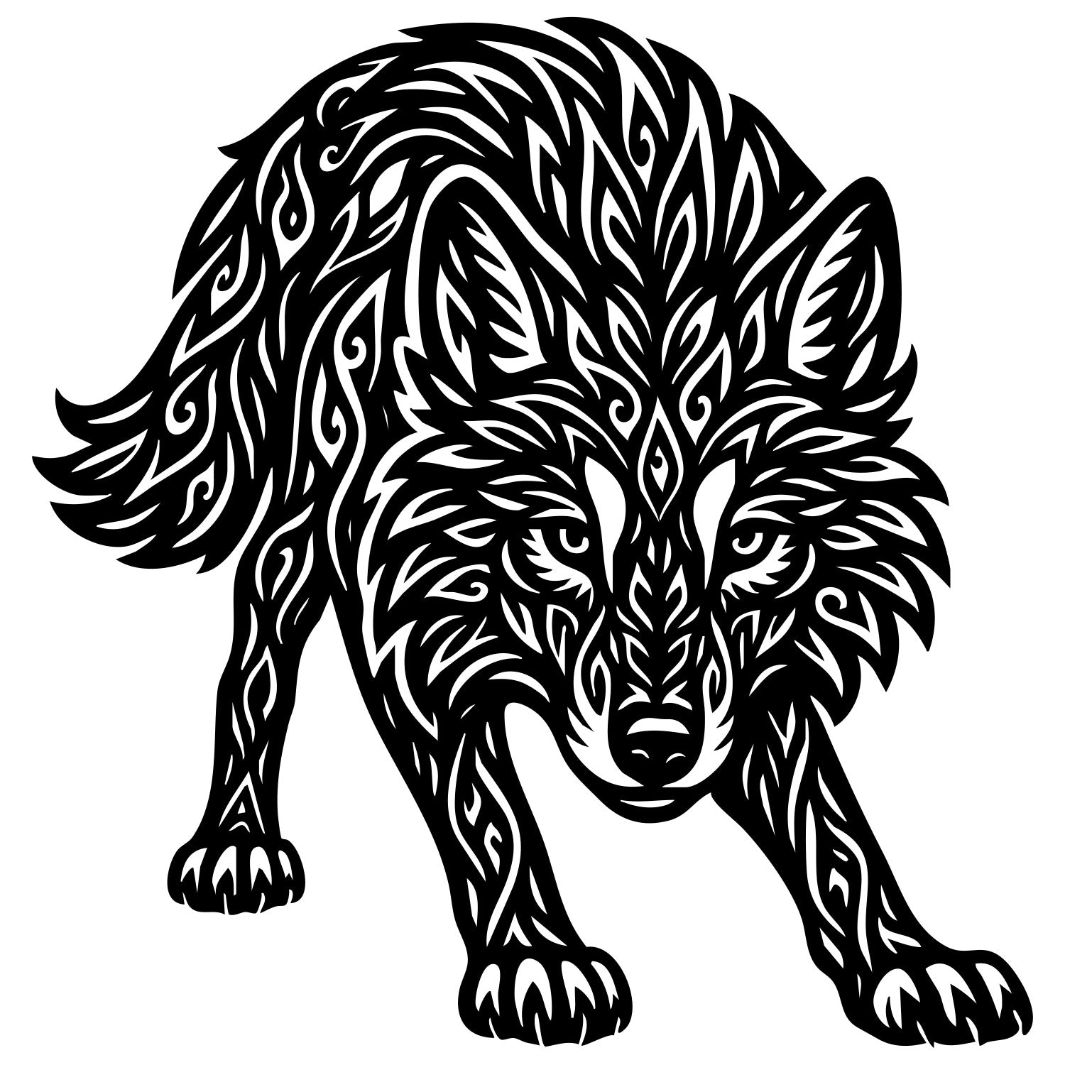 Zentangle Wolf DXF File – CNC Cutting Design | AWWOLF88