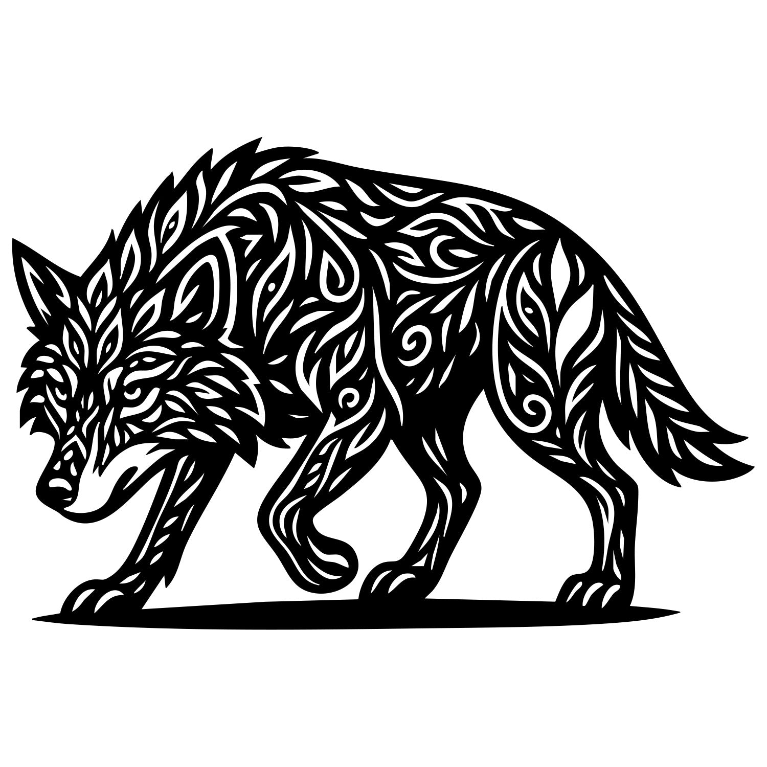 Zentangle Wolf DXF File – CNC Cutting Design | AWWOLF90