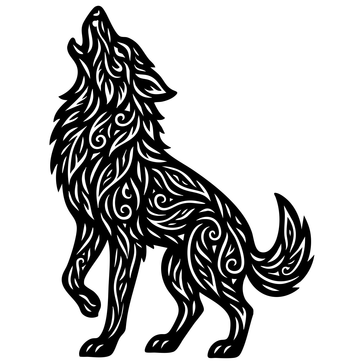 Zentangle Wolf DXF File – CNC Cutting Design | AWWOLF92