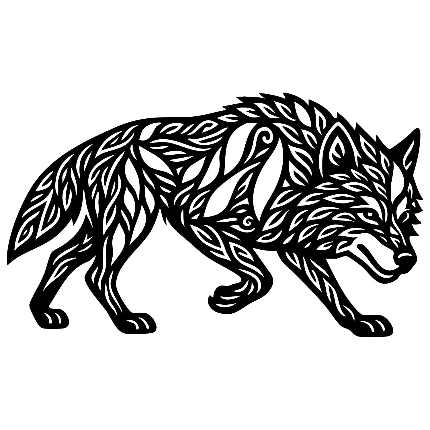 Zentangle Wolf DXF File – CNC Cutting Design | AWWOLF94