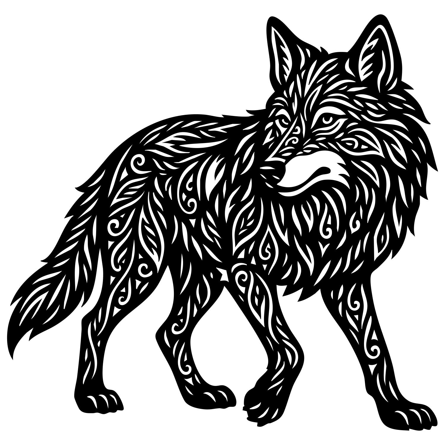 Zentangle Wolf DXF File – CNC Cutting Design | AWWOLF98
