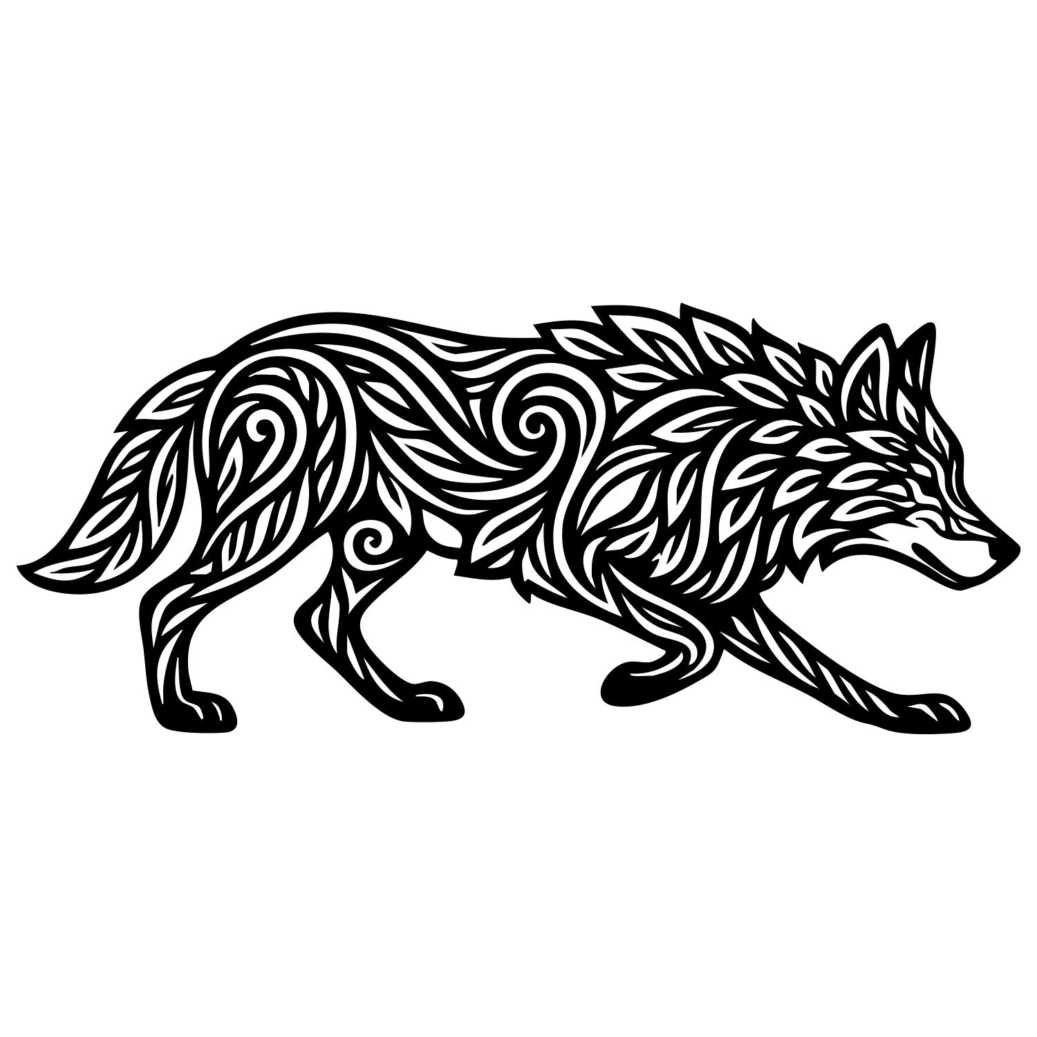 Zentangle Wolf DXF File – CNC Cutting Design | AWWOLF99
