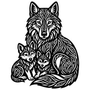 Zentangle Wolf Family DXF File – CNC Cutting Design | AWWOLF180