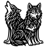 Zentangle Wolf Family DXF File – CNC Cutting Design | AWWOLF190