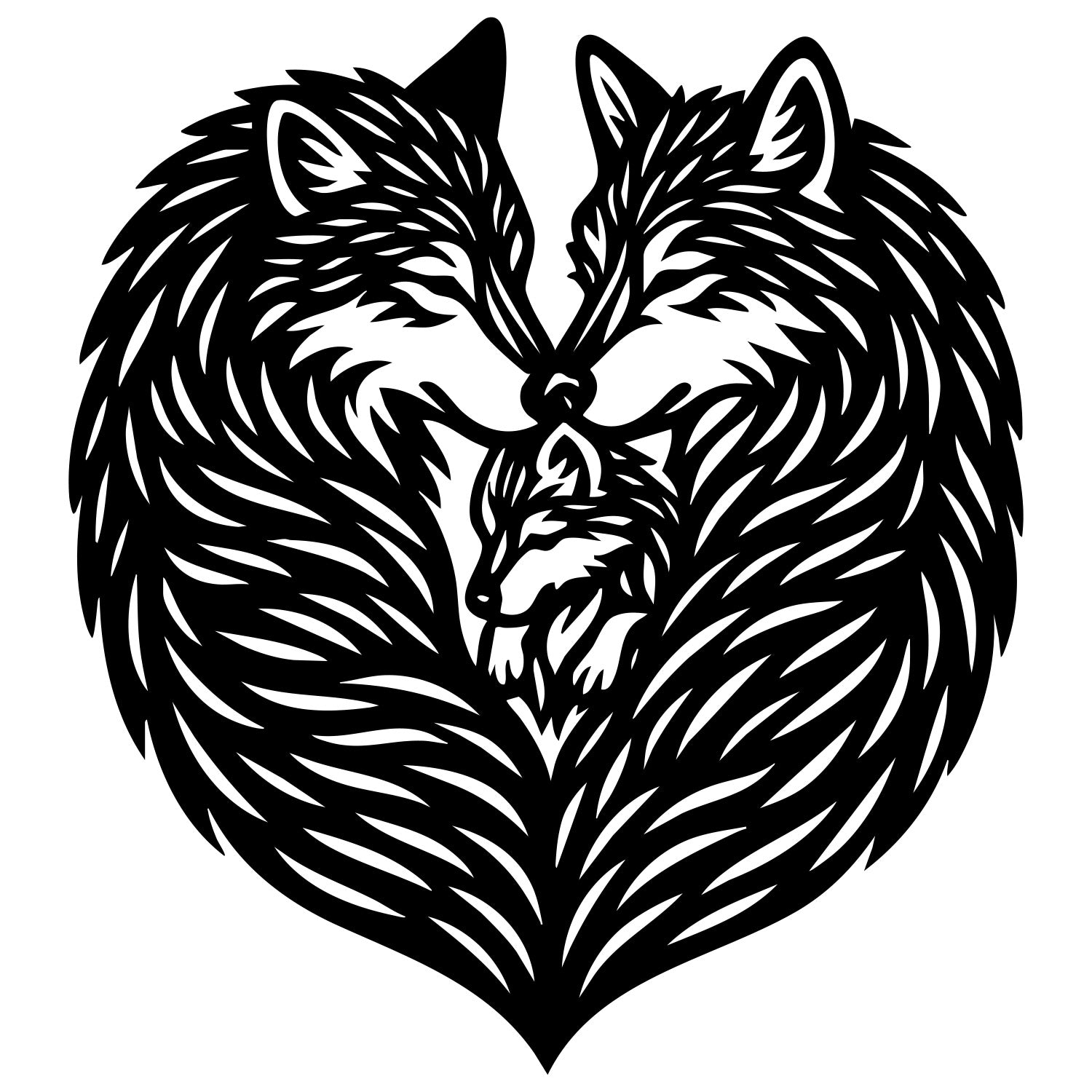 Zentangle Wolf Family DXF File – CNC Cutting Design | AWWOLF196