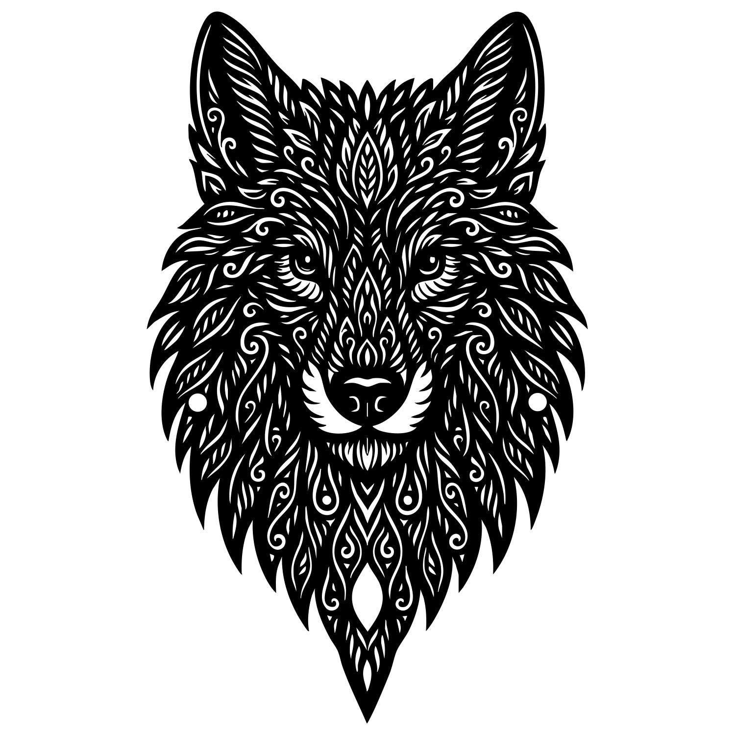 Zentangle Wolf Head DXF File – CNC Cutting Design | AWWOLF14