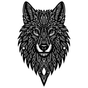 Zentangle Wolf Head DXF File – CNC Cutting Design | AWWOLF14