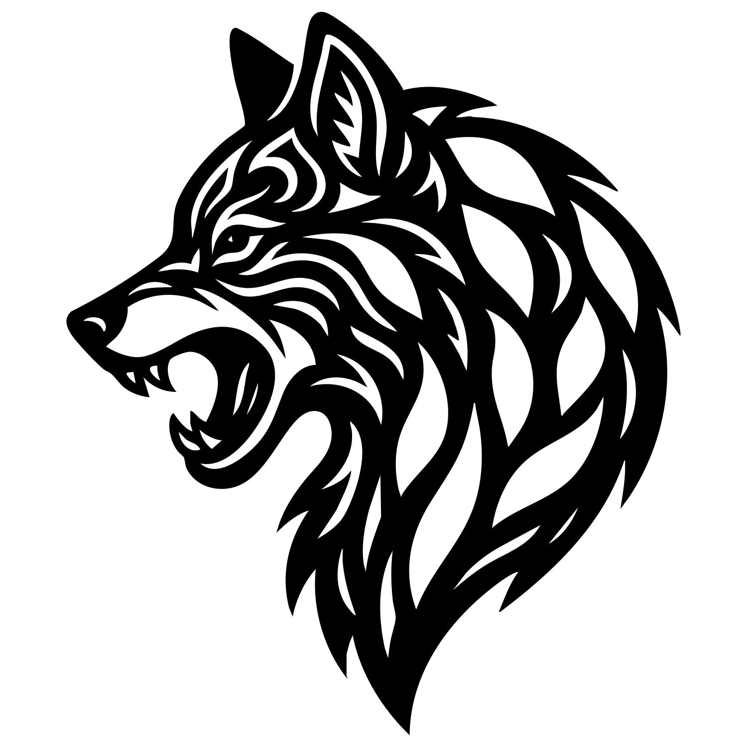 Zentangle Wolf Head DXF File – CNC Cutting Design | AWWOLF23