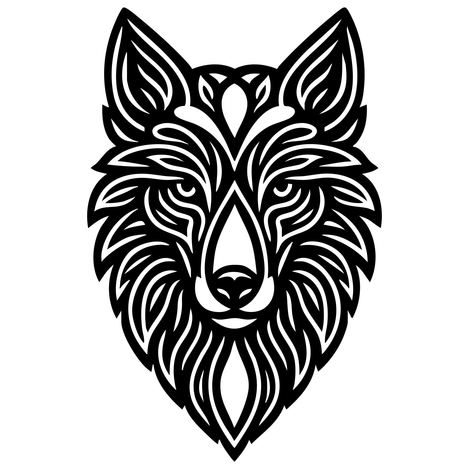 Zentangle Wolf Head DXF File – CNC Cutting Design | AWWOLF241