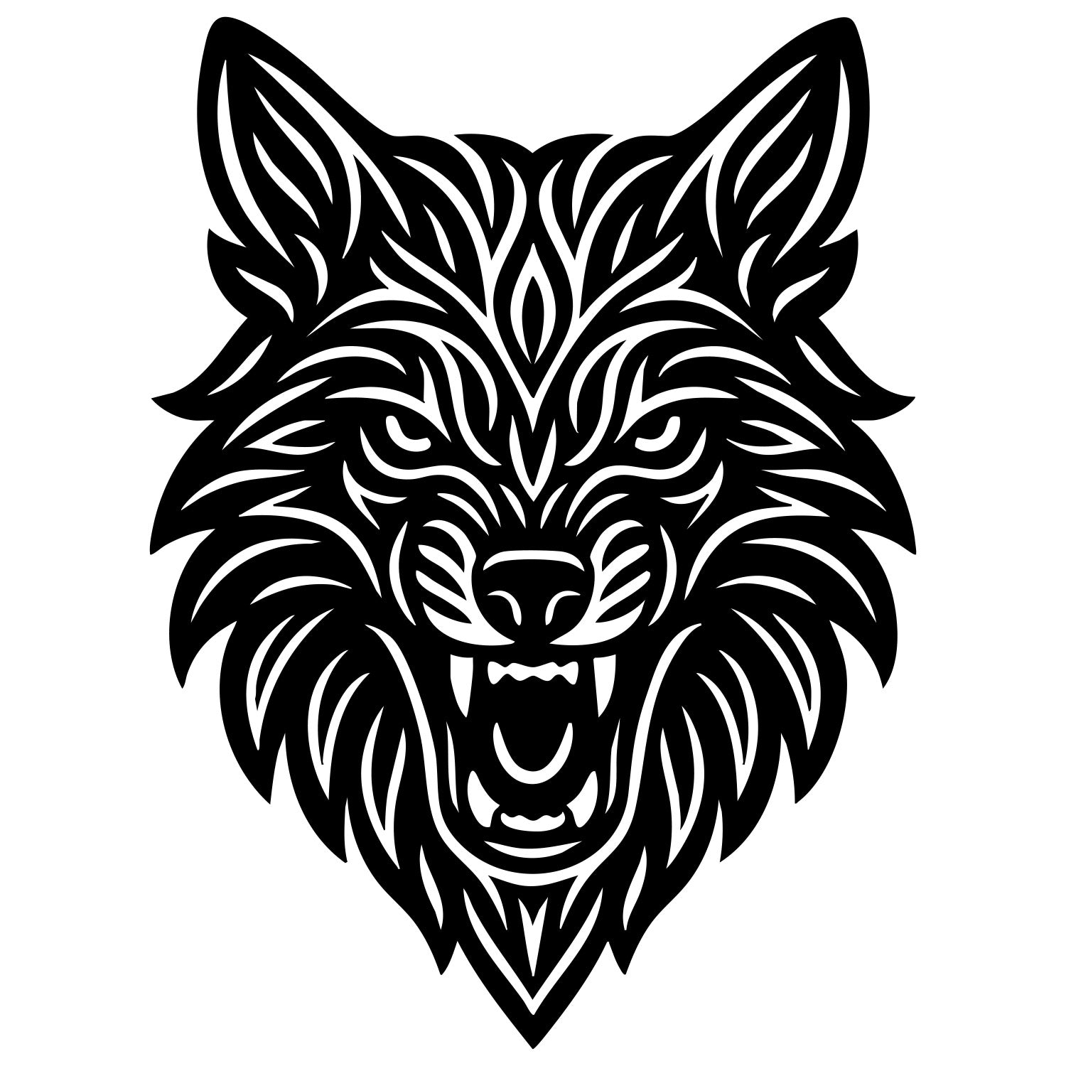 Zentangle Wolf Head DXF File – CNC Cutting Design | AWWOLF244