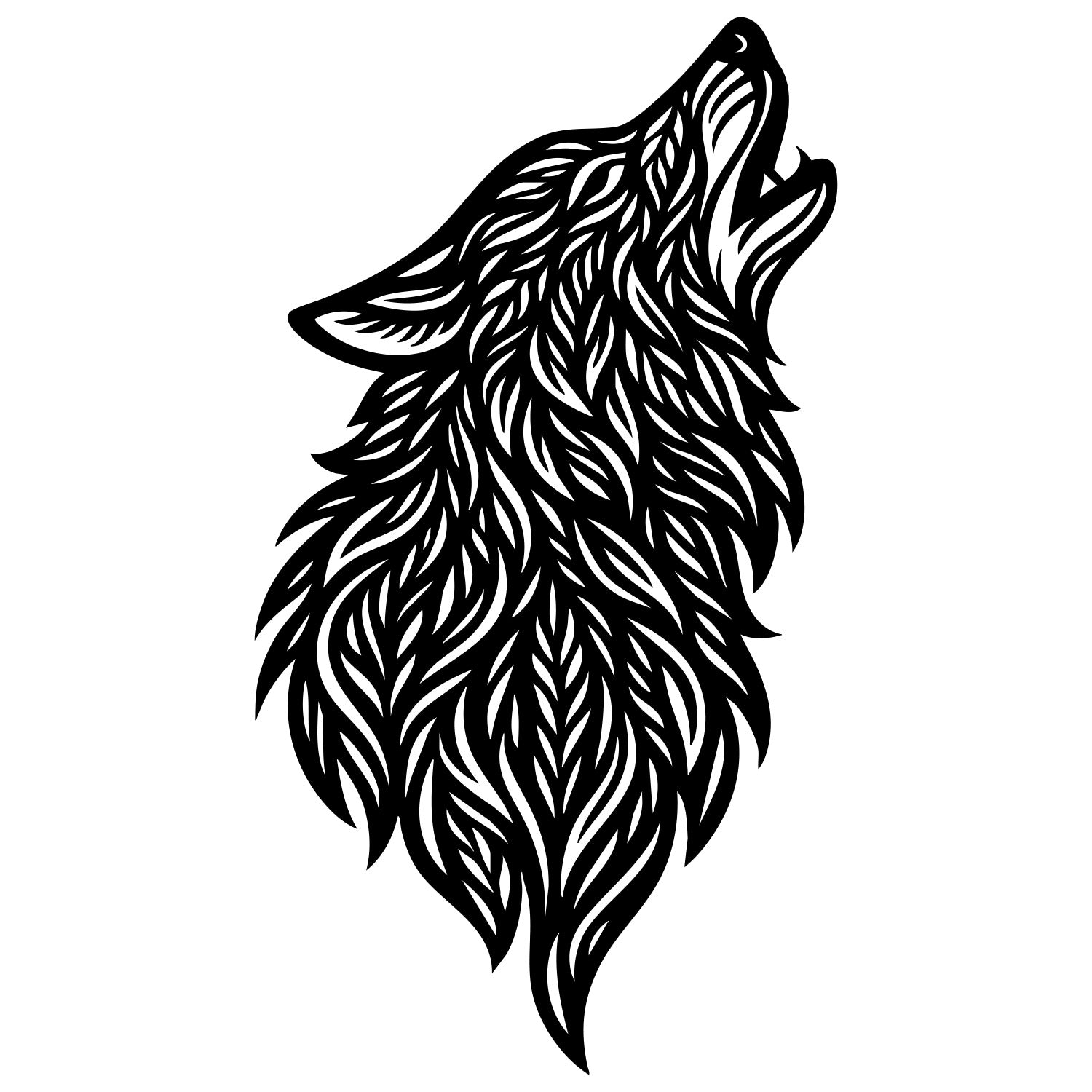Zentangle Wolf Head DXF File – CNC Cutting Design | AWWOLF27