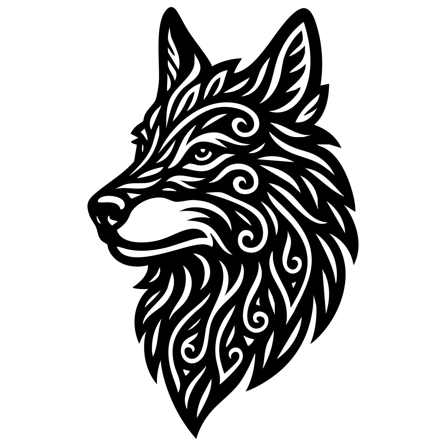 Zentangle Wolf Head DXF File – CNC Cutting Design | AWWOLF32