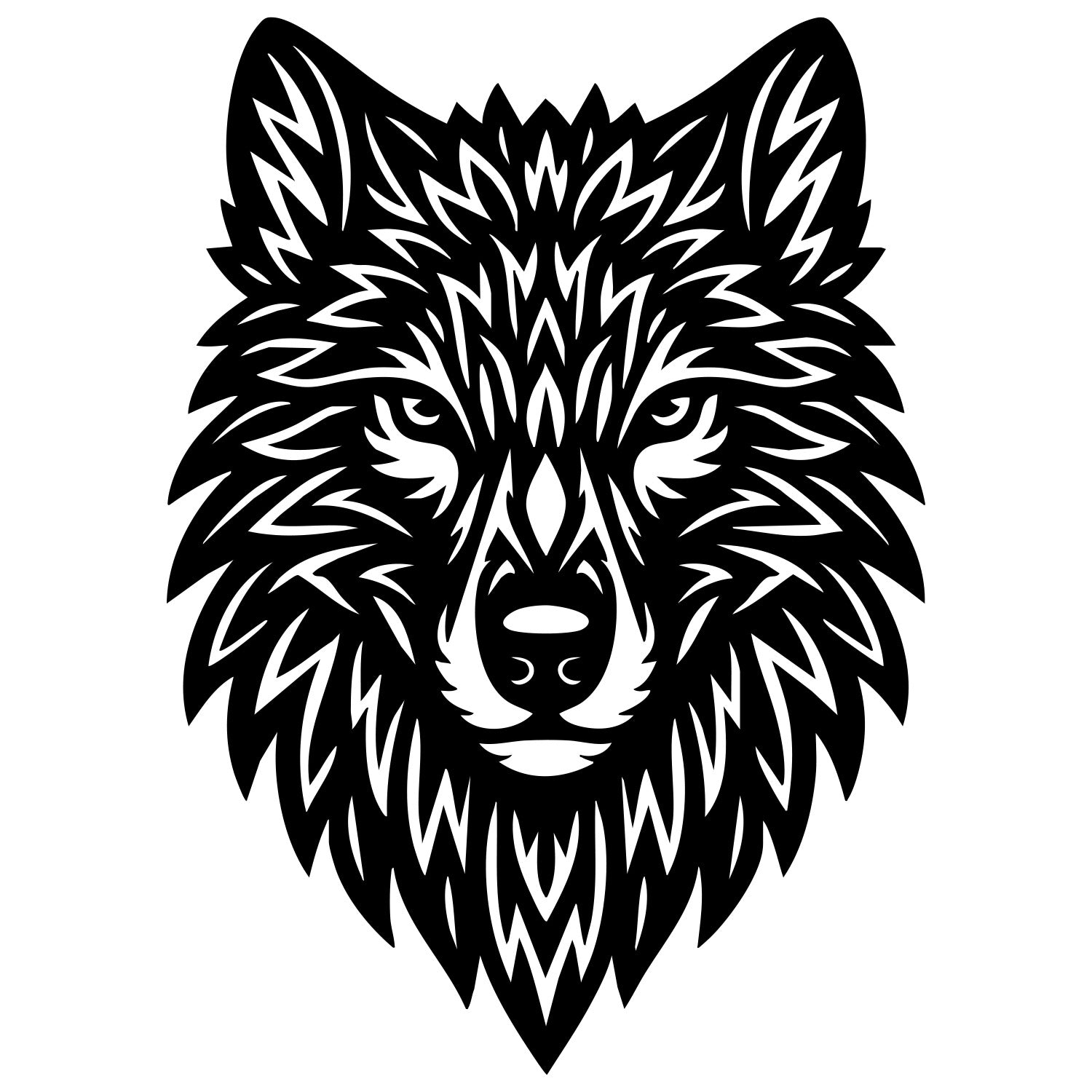 Zentangle Wolf Head DXF File – CNC Cutting Design | AWWOLF8